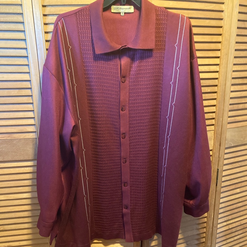 Silversilk Luke Burgundy Textured Designed Knit Sweater